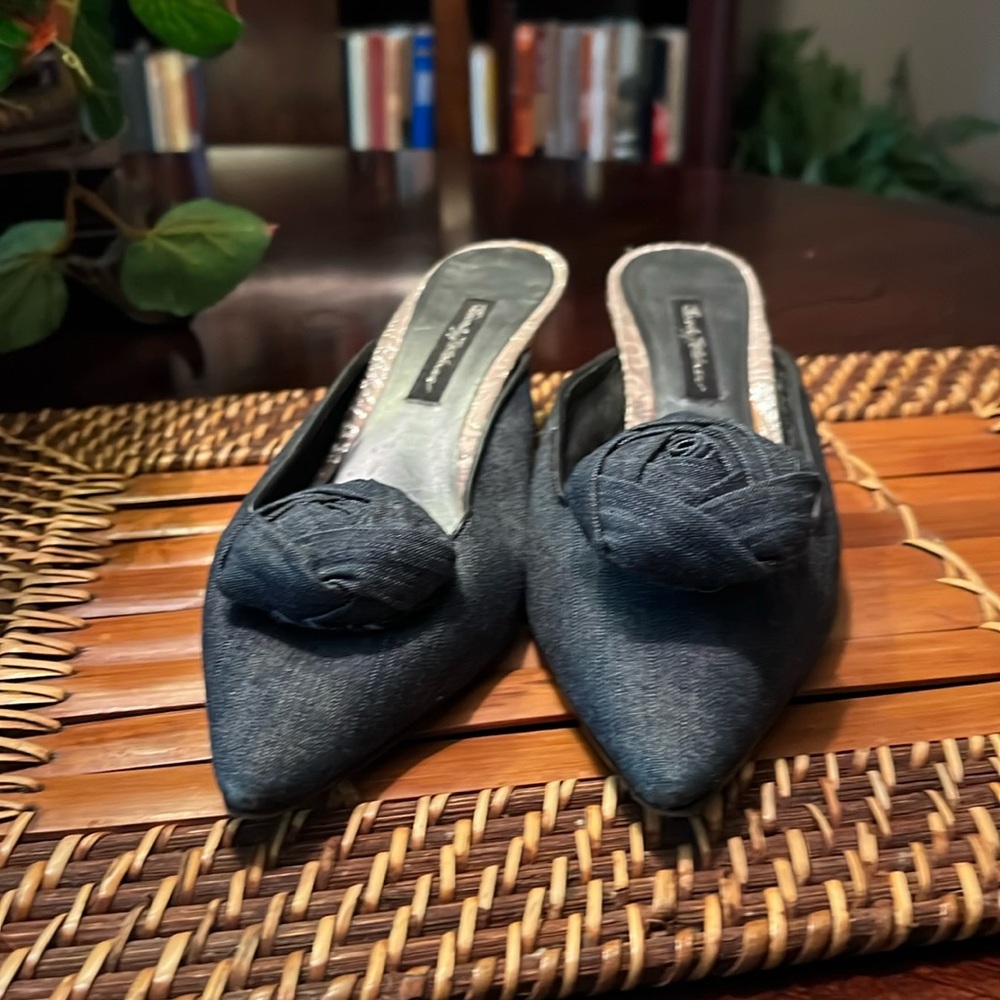 Beverly Feldman Denim Mules